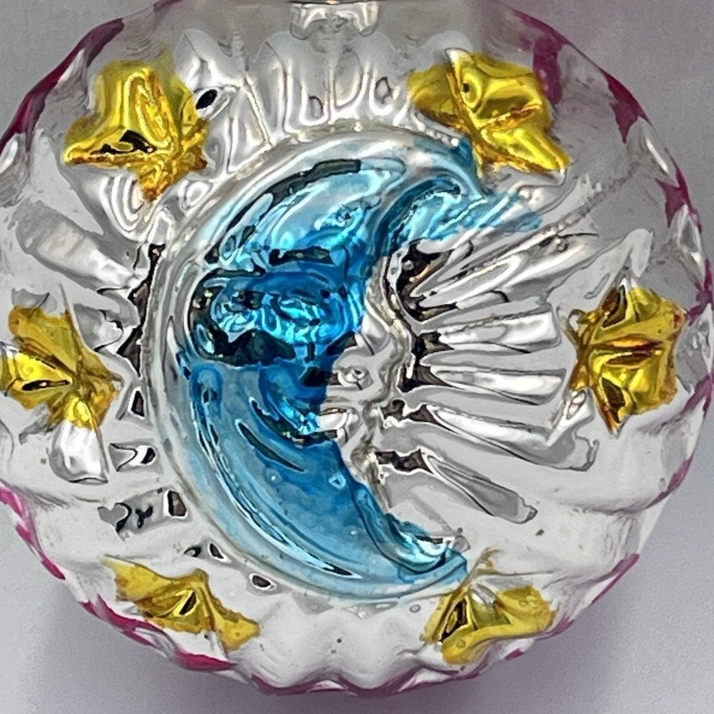 VTG Mercury Glass West German Double Sided Moon Sun Ornament Hand Painted - Picture 3 of 7